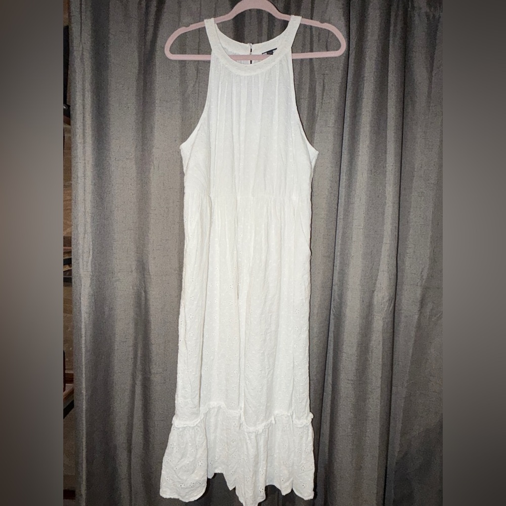 Torrid White Halter Midi Dress - Sleeveless Eyelet Detail like new size 1